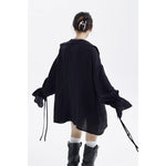 Large Ruffled V-neck And Tie-up Loose Shirt