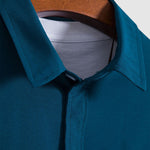 Men's solid color lapel button down casual short sleeve shirt