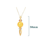 24K Gold Plated Amber Dorje Vajra Clear Anxiety Necklace Pendant