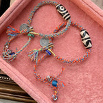 Buddha Stones Tibetan 925 Sterling Silver Om Mani Padme Hum Handmade Dzi Bead Protection Braid Bracelet