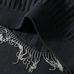 Bead Chain Knitted Pleated Long Skirt