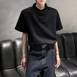 Loose Solid Color Padded Shoulder T-shirt