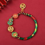 Buddha Stones Tibetan Gourd Fortune Happiness Lion Wealth Luck Bracelet