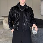 Sequined Stand Collar Anti-Wrinkle Jacket