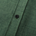 Men's solid color Cotton-linen button casual short-sleeved shirt