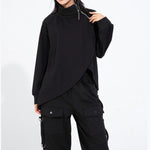 High-neck Side-zip Irregular Loose Top