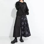 Loose Retro Contrast Color Splicing Culottes