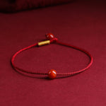 Buddha Stones Natural Cinnabar Red Agate Blessing Red String Bracelet