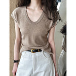 Women's U Neck Flutter Sleeve Knit Drop Shoulder Tee