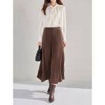 Women's High-waisted Loose Pleated Midi Skirt