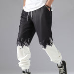 Men's Color Block Elastic Waist Drawstring Casual Pants
