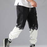 Men's Color Block Elastic Waist Drawstring Casual Pants
