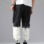 Men's Color Block Elastic Waist Drawstring Casual Pants