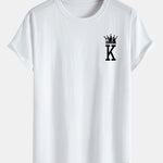 Crown King Print Cotton Arc Hem T-Shirt