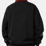 Relax Fit Ghost Drinking Coffee Print Contrast Polo Sweatshirt