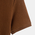 Henley Neck Textured Ribbed Hem T-Shirt