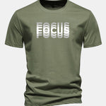 Regular Fit Focus Slogan Print Cotton T-Shirt