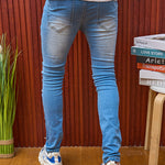 Light  Ripped Straight Long Jeans