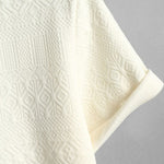 Geometric Vintage Jacquard Lapel Short-Sleeved Polo-Beige