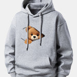 Zipper Bear Print Relax Fit Hoodie