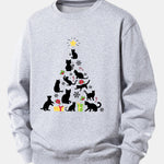 Christmas Cats Print Relax Fit Sweatshirt