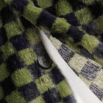 Men's Faux Rabbit Fur Plaid Button Lapel Casual Jacket