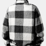 Quarter Zip Plaid Teddy Sweatshirt