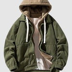 Men's Corduroy Fleece-lined Fake Two-Pocket Hooded Jacket