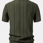 Stripe Jacquard Zipper Knit Polo Shirt