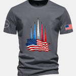 Regular Fit Fighter Jets With USA Flag Print Cotton T-Shirt