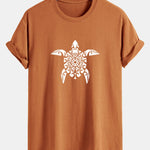 Regular Fit Geometric Turtle Print Cotton T-Shirt