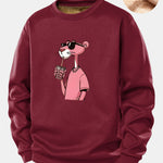 Pink Panther Print Teddy Fleece Lined Sweatshirt