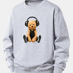Headphone Bear Print Relax Fit Sweatshirt