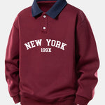 Relax Fit New York Print Contrast Polo Sweatshirt