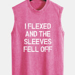 Slogan Print Washed Distressed Tank Top