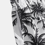 Relax Fit Palm Tree Print Button Up Shirt & Palm Tree Print Swim Short