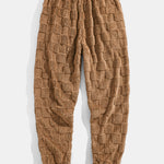 Relax Fit Checkerboard Kangaroo Pocket Teddy Hoodie & Jogger Pants