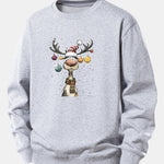 Christmas Light Reindeer Print Relax Fit Sweatshirt