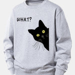 What Black Cat Print Relax Fit Sweatshirt