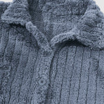 Men's Casual Warmth  Solid Color Button Front Fluffy Fleece Jacket
