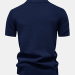 Pineapple Texture Knit V Neck Polo Shirt