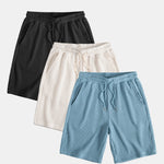 3 Pieces Drawstring Knitted Waffle Shorts