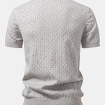 Checkerboard Henley Collar Sweater Knitted T-Shirt