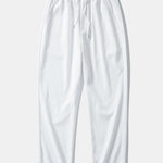 Linen And Rayon Blend Stand Collar Shirt & Wrinkle Textured Straight Leg Pants