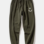 Smiley Face Print Drawstring Hoodie & Smiley Face Print Jogger Pants