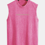 Faith Over Fear Back Print Washed Distressed Tank Top