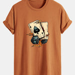 Regular Fit Dice Playing Cards Print Cotton T-Shirt