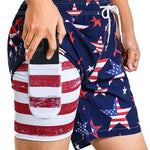 2 In 1 American Flag Star Print Swim Shorts
