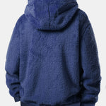 Black Cat Embroidered Teddy Zip Up Hoodie