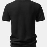 Waffle Textured Ribbed Hem Henley Shirt